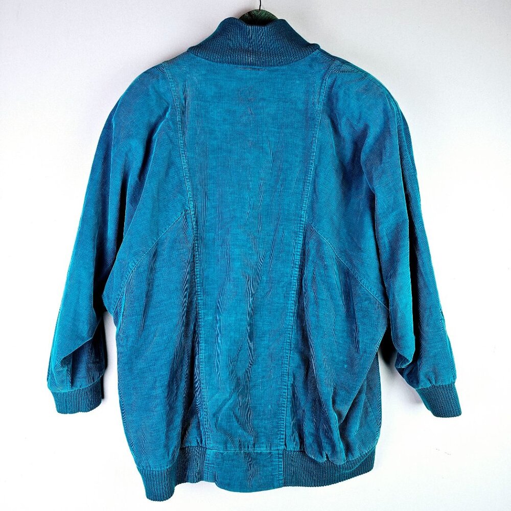 Vintage 80's Pacer Aqua Teal Corduroy Winter Jacket, Sz M - Picture 6 of 10